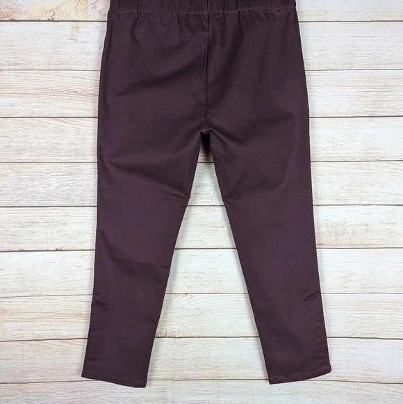 Soft Surroundings Size PL Slim St Ankle Pullon Pants Burgundy Snap Button Ankle - Picture 9 of 10